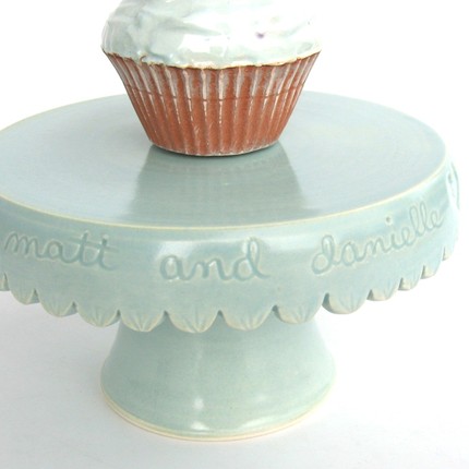 I love these custom cake stands by Etsy seller Vessels Wares