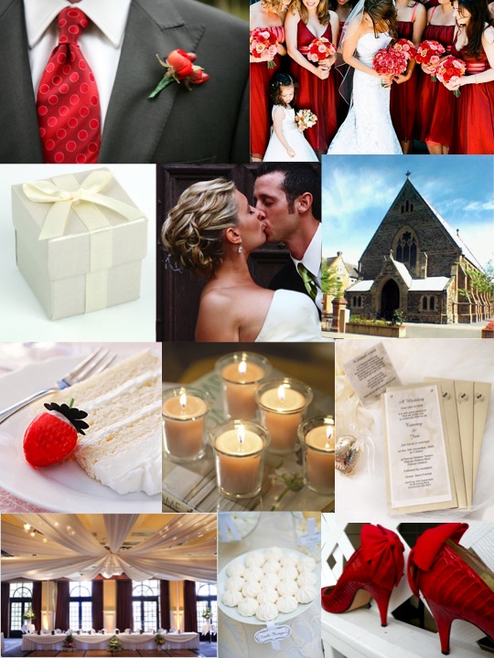 I find red a difficult colour to use in formal weddings as it can be so 