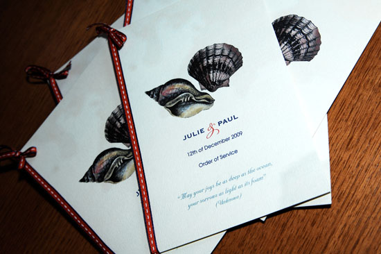 Julie and Paul carried the blue red and white nautical theme throughout