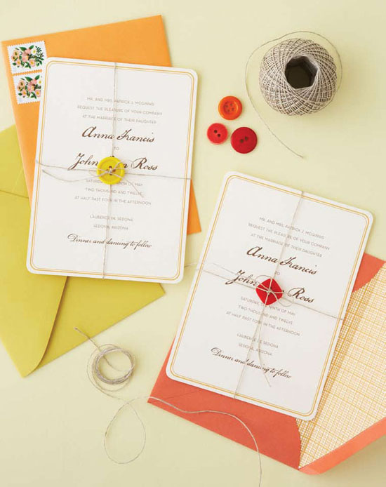 handmade button invitations Handmade Weddings