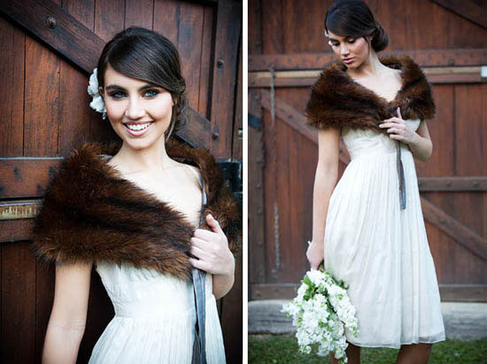 Brown against white is such a stark but cosy combination for winter weddings
