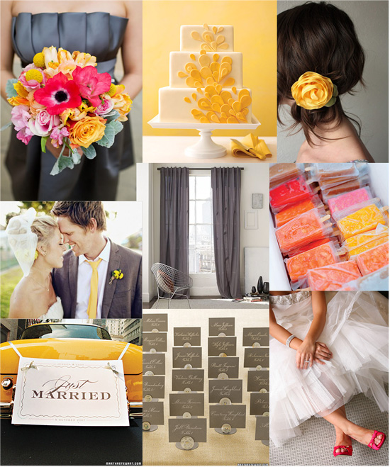 a modern cake touched in shades of yellow and marigold fuchsia wedding 