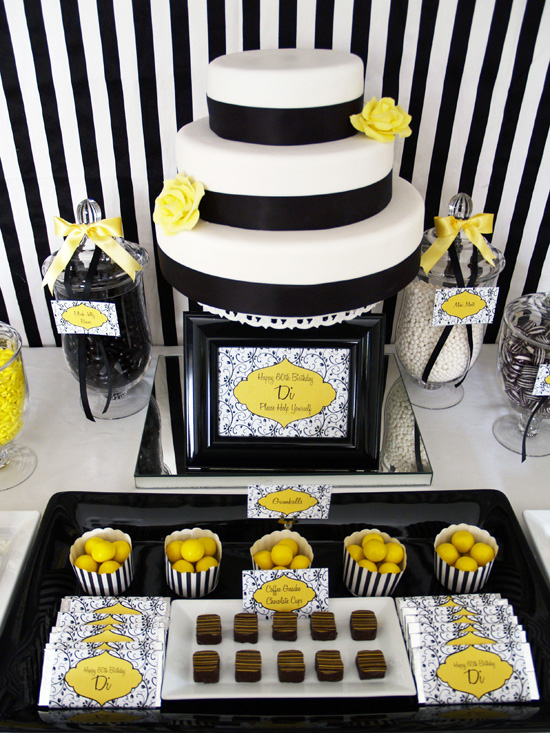 yellow and black candy buffet003 Black and Lemon Lolly Buffet