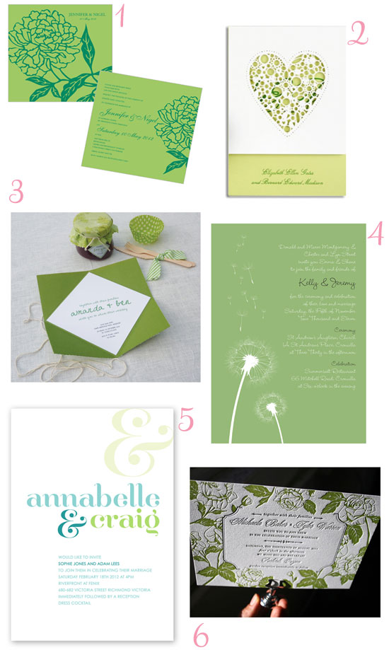 green wedding invitations Summer Lovely Wedding Invitations