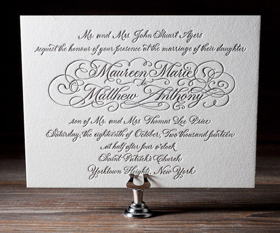 letterpress wedding invitation Bella Figura Letterpress Stationery