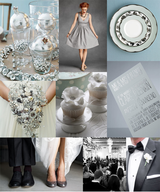 I love silver with a cool blue not only for winter weddings but also for 
