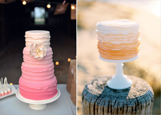 Ombre Wedding Cakes002 Ombre Wedding Cakes Pink ruffle ombre cake by